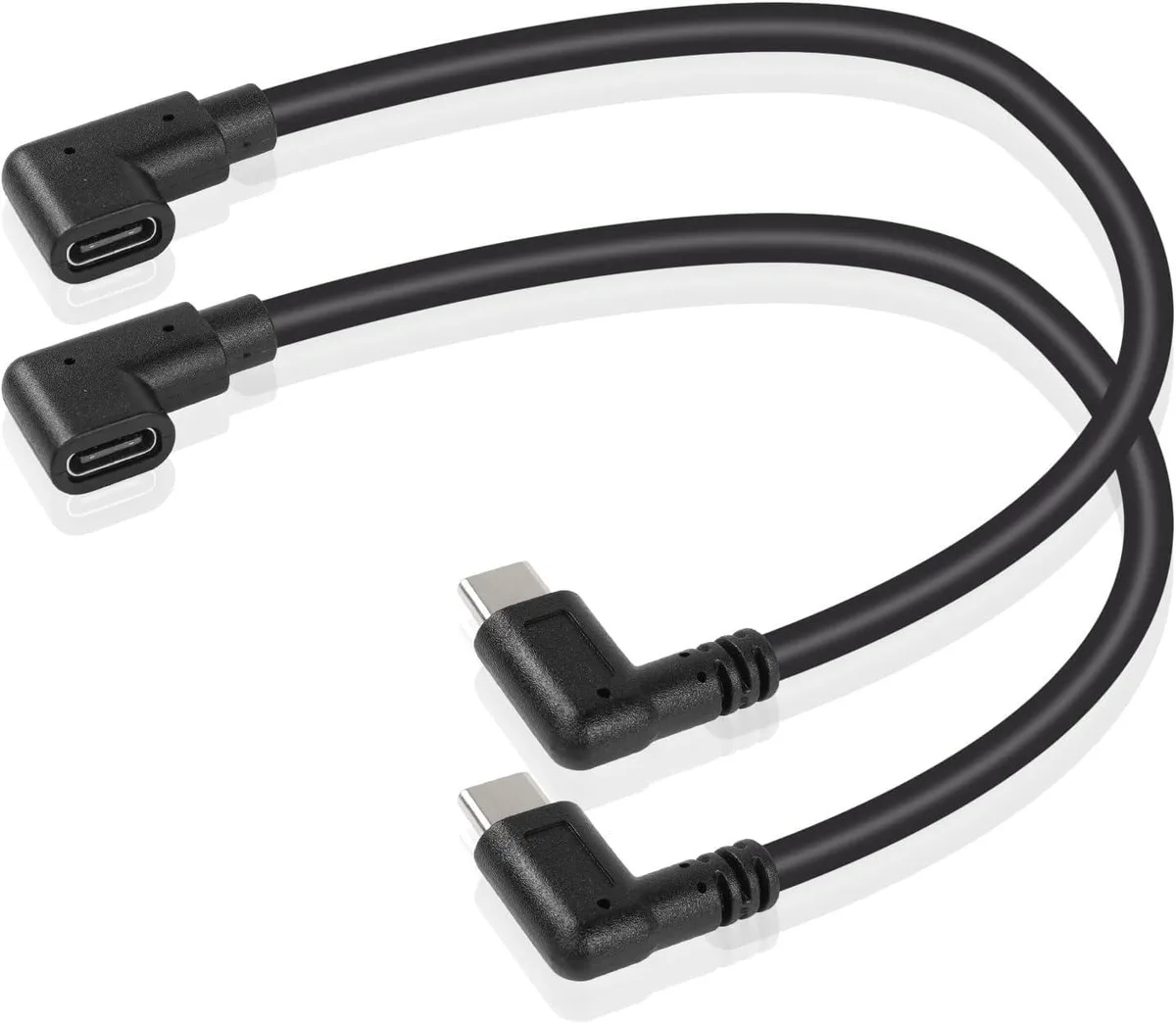  GINTOOYUN USB-C Right Angle Male-to-Female Extension Cable 0.3m Black PD60W USB 2.0 — product photo