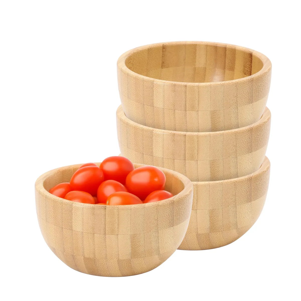 MegaChef MegaChef 4.75 Inch Bamboo Wood Serving Bowl 4 Piece — product photo