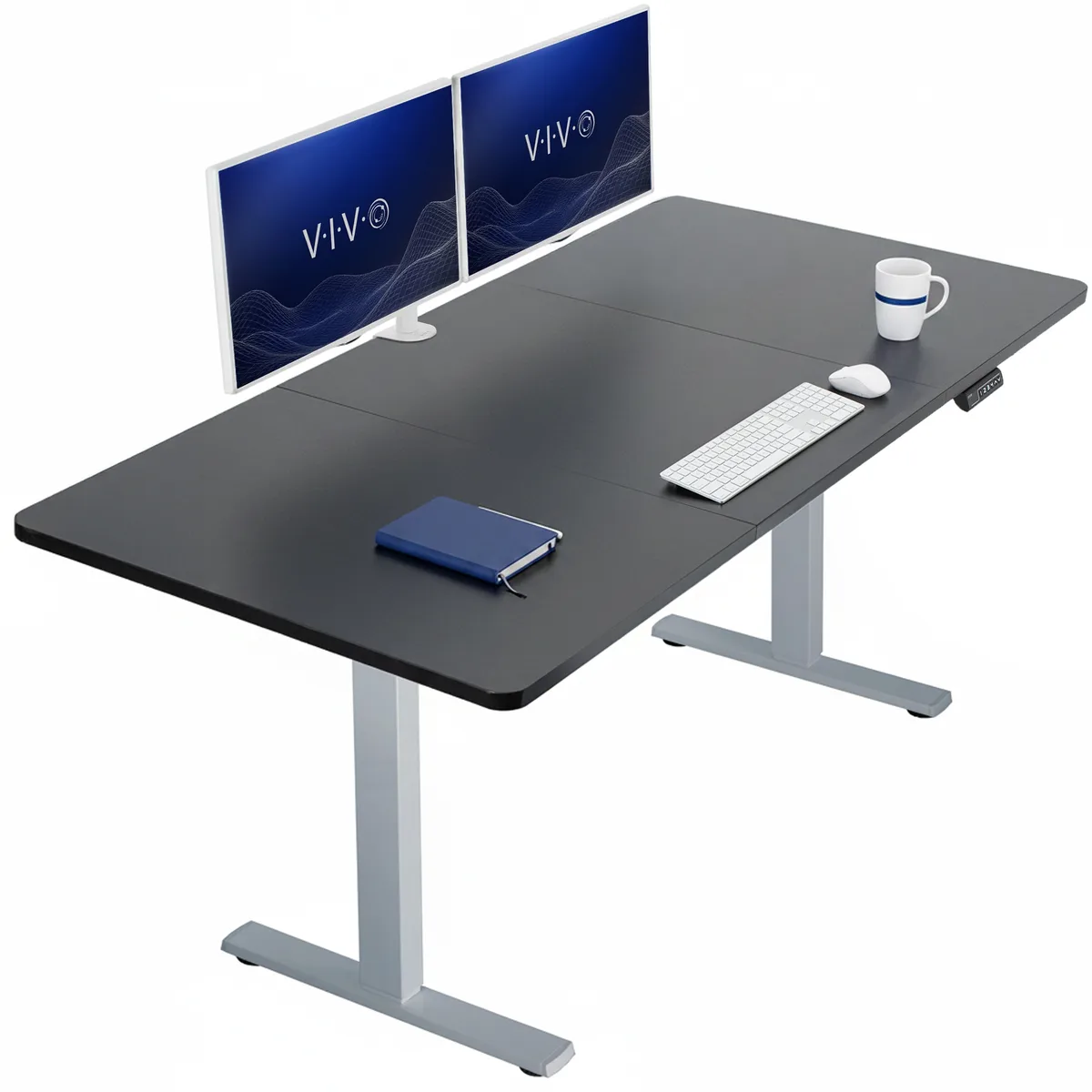 VIVO VIVO Electric 71 x 36 Stand Up Desk, Black Top, Gray Frame office furniture — product photo