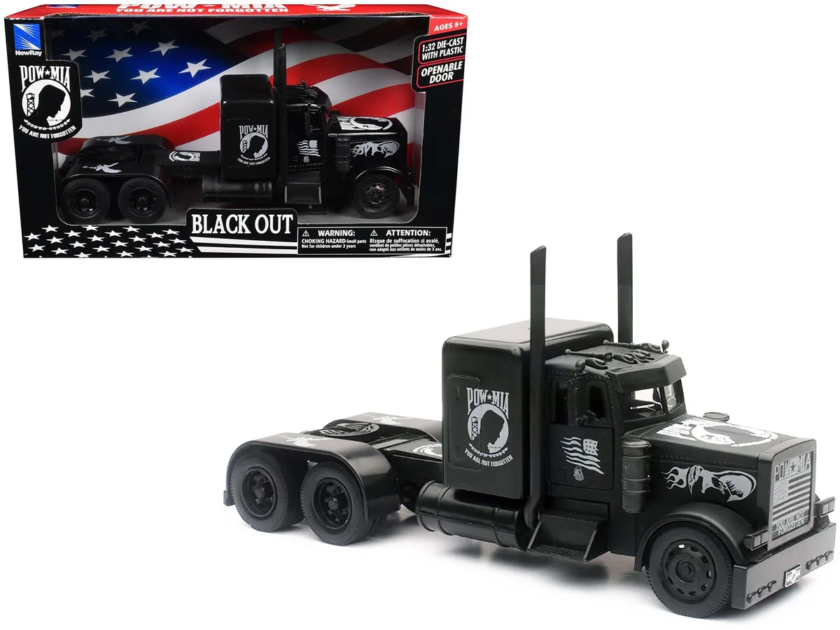New Ray Toys New Ray Toys Peterbilt Custom Truck Black Out POW-MIA 1/32 Diecast — product photo