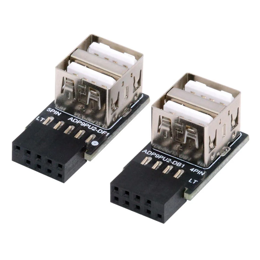 LORDWORLD LORDWORLD 2 Pack USB 2.0 Front Panel Header 9/10Pin 1 Male to 2 Female 90 Degree Adapter — product photo