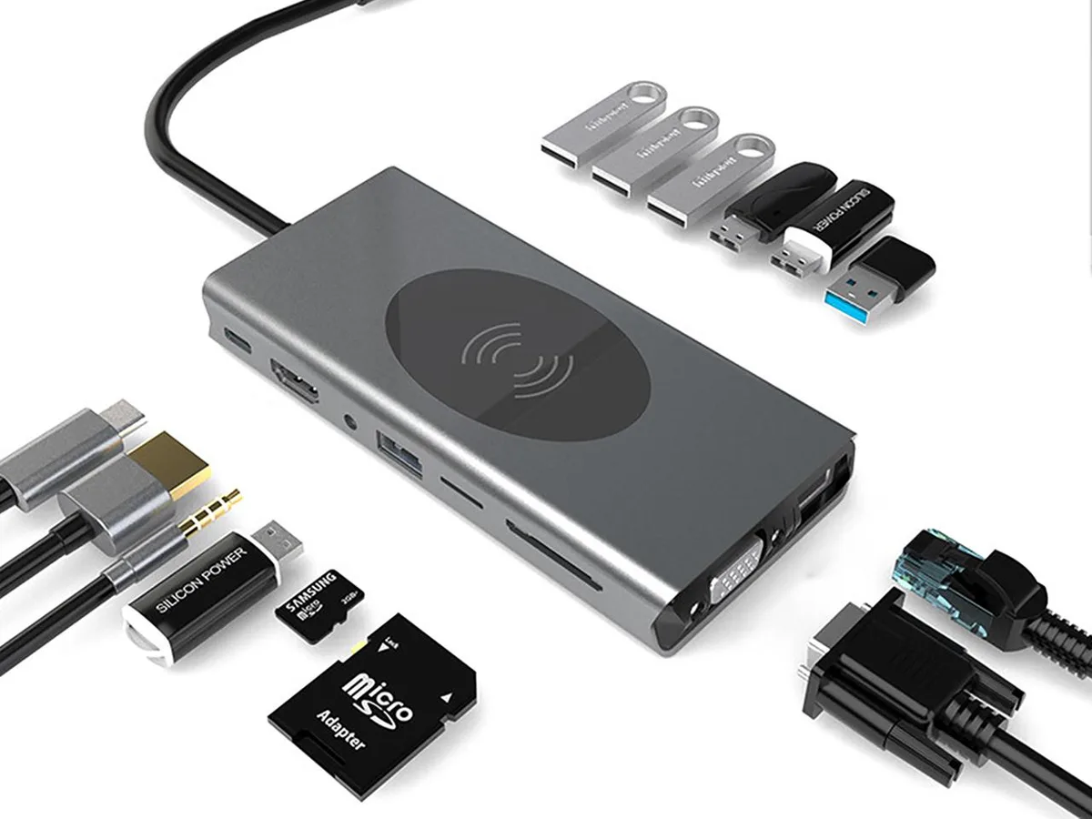KUTUMAI KUTUMAI 15-in-1 Docking Station 10W Wireless Charger Black — product photo