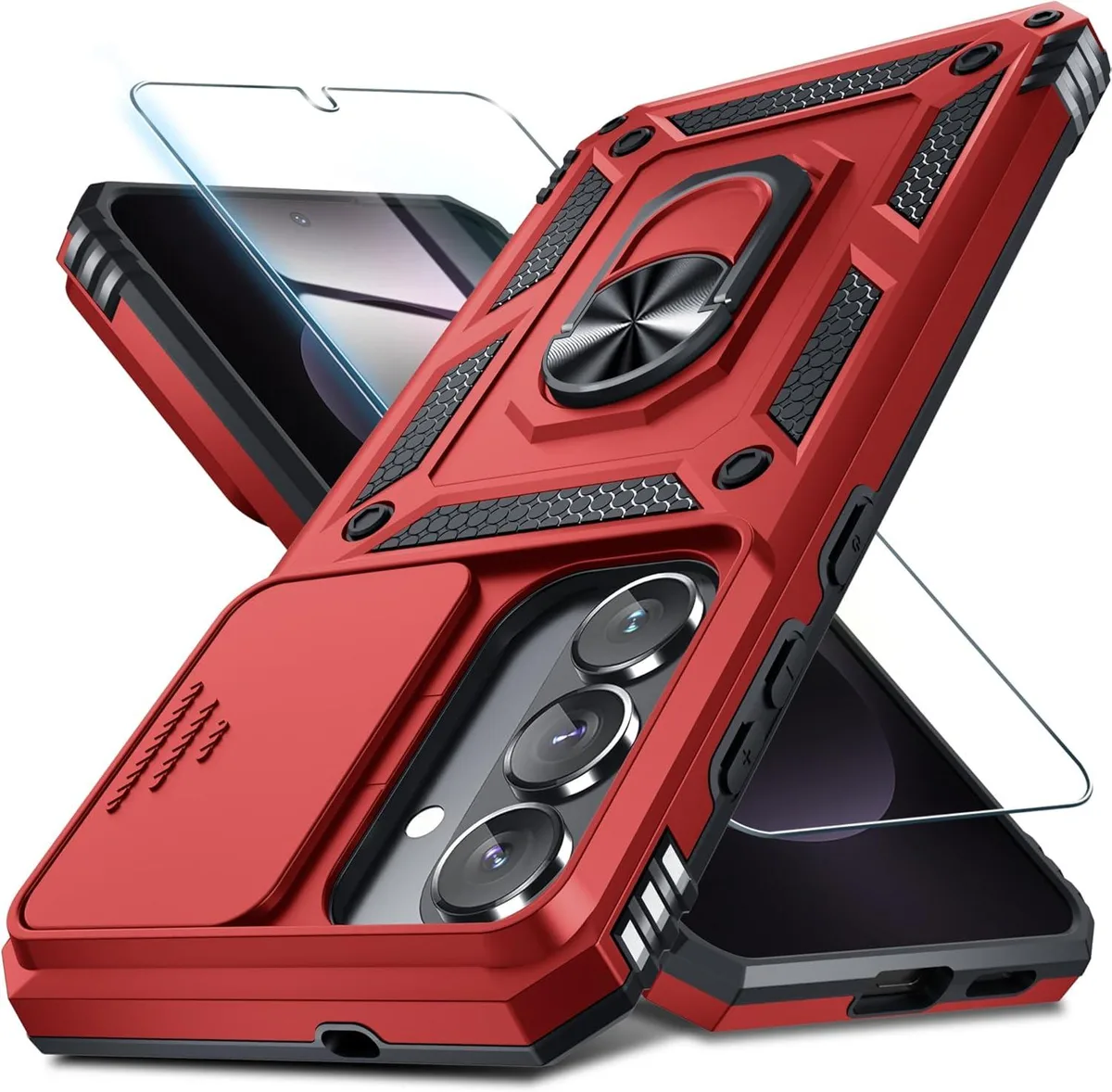 Transcend Transcend Galaxy S26 Case Slide Lens Cover Screen Protector Ring Kickstand Red 2026 — product photo