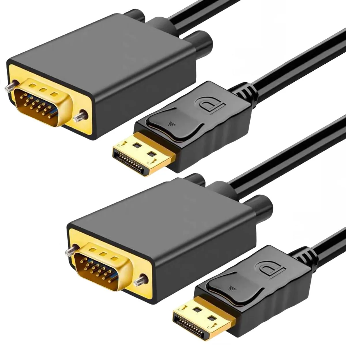 Vszerda Vszerda DisplayPort to VGA cable 6 ft 2 pack 1920x1080 60 Hz — product photo