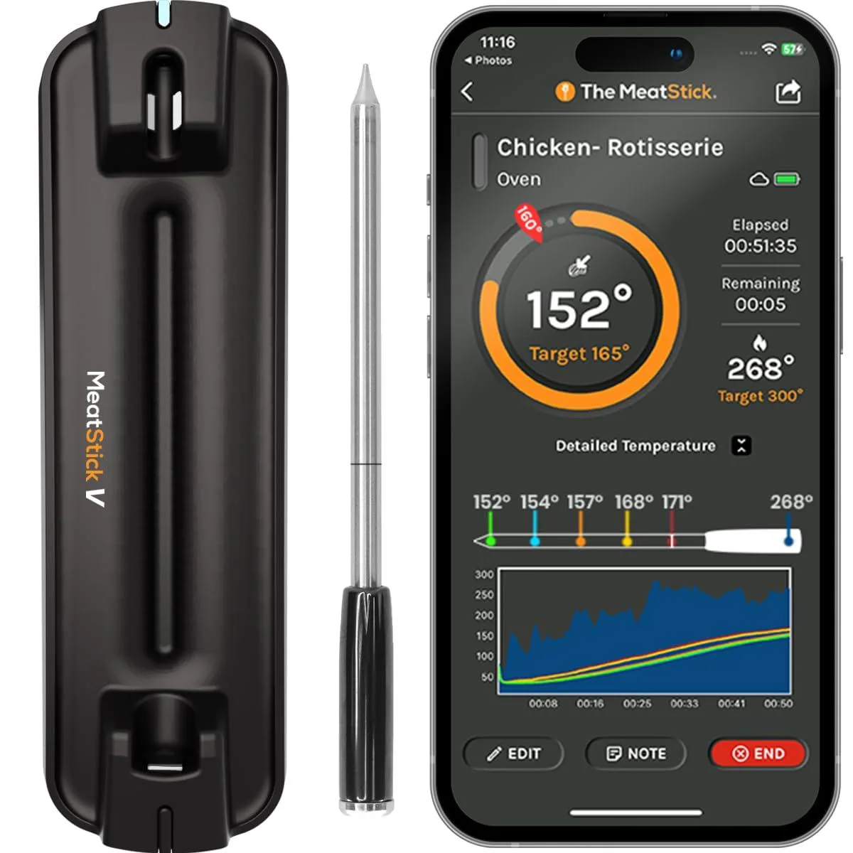  MeatStick V Wireless Meat Thermometer 1200°F 9.5 cm Probe — product photo