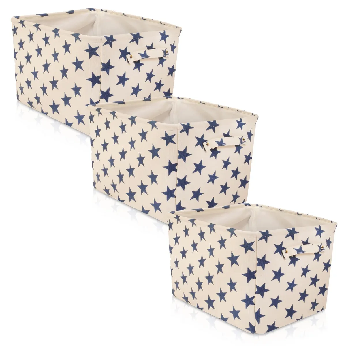 Altatac Altatac Basket-White-Bl-Stars-3Pk bath storage 16.5x12.5x7.5 in 3 pack — product photo