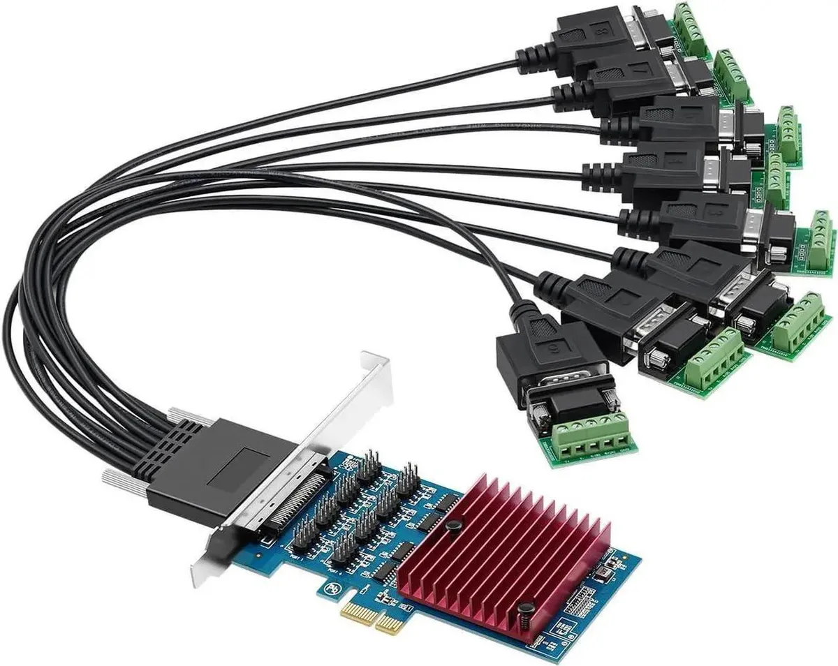 SMUGDESK SMUGDESK 8-Port PCIe RS485/RS422 Serial Card TVS Protection Detachable Terminal Blocks — product photo