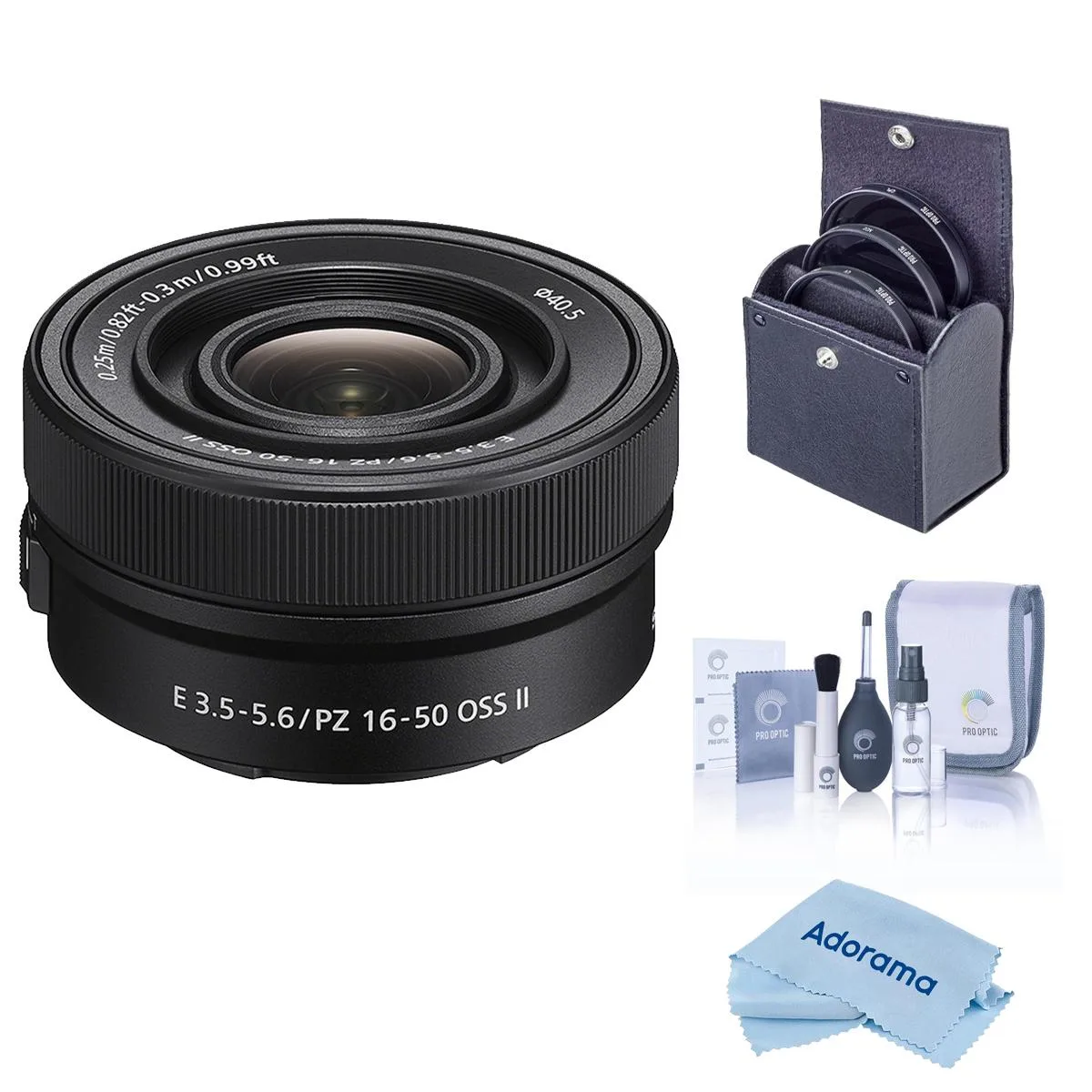 Sony Sony E PZ 16-50mm f/3.5-5.6 OSS II Lens with 40.5mm Filter Kit and Cleaning Accessories — product photo