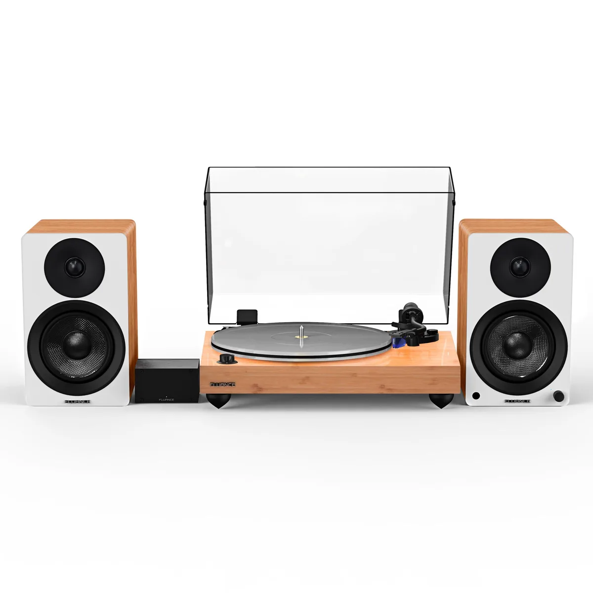 Fluance Fluance RT85BPA41W Turntable with PA10 Preamp, Ai41 Speakers, Ortofon 2M Blue, 90W, Bamboo — product photo