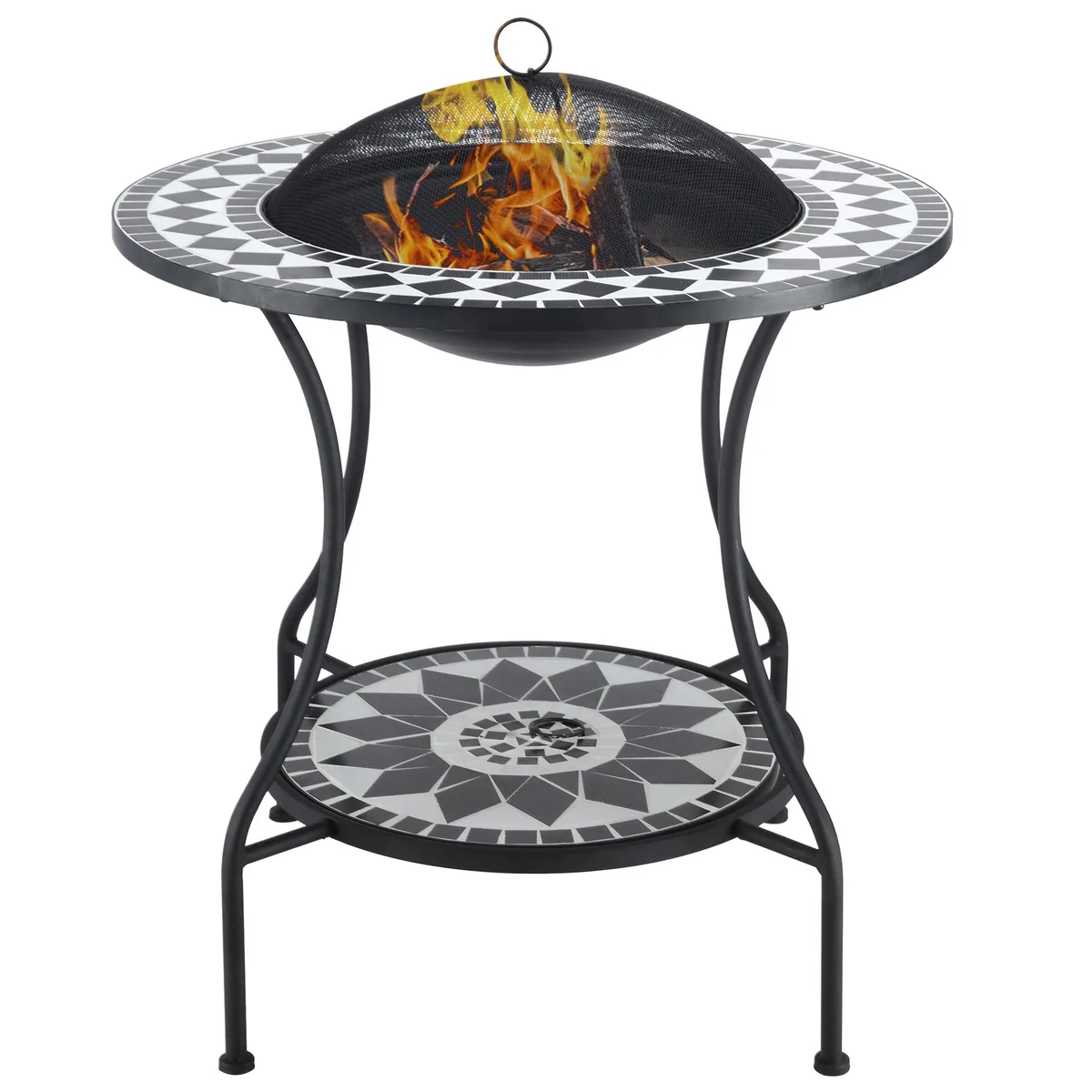 tuphen tuphen 30" 3-in-1 Fire Pit Dining Table Mosaic Black — product photo