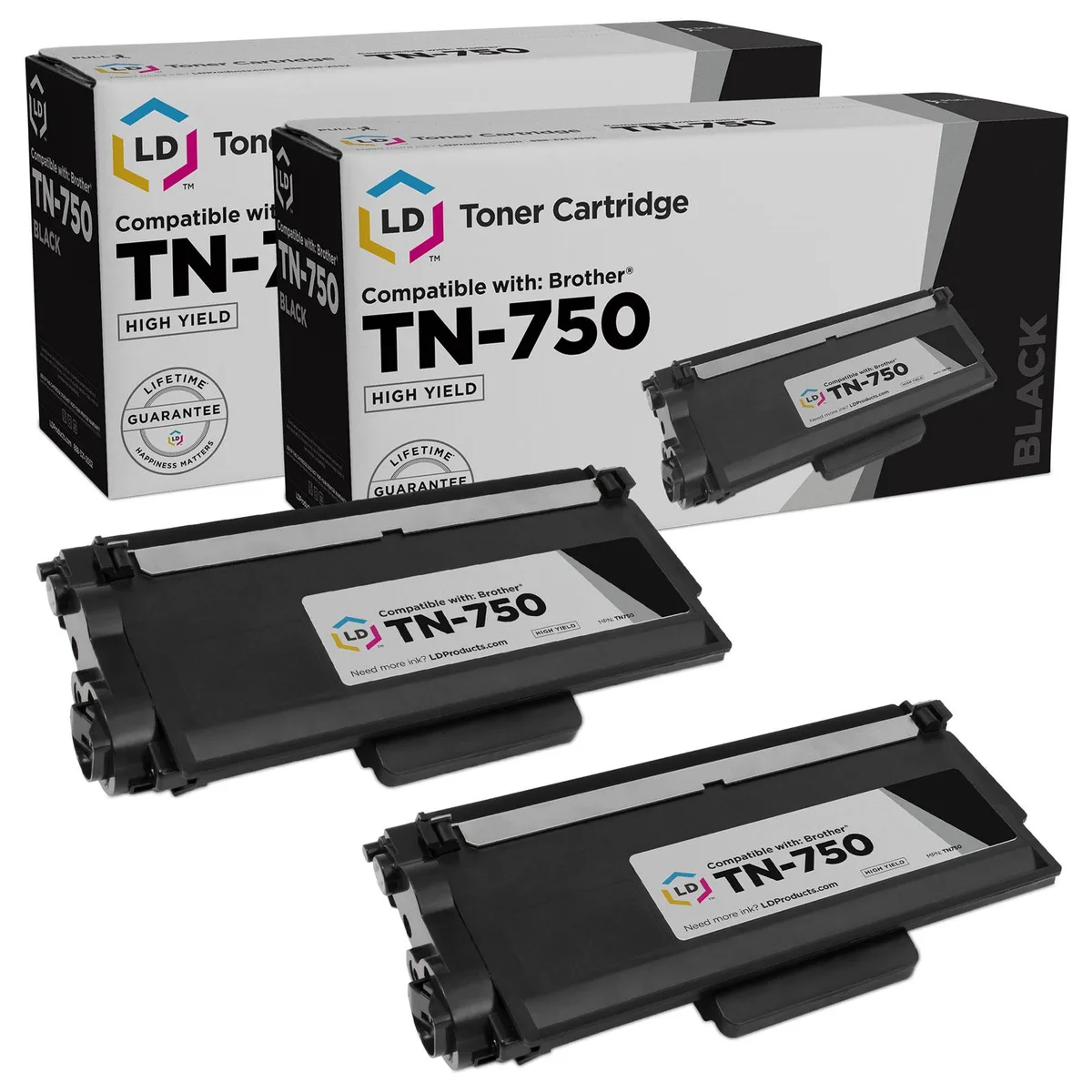 LD Products LD Products Compatible Toner Cartridge for Brother TN750 High Yield Black 2-Pack — product photo