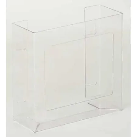 Clear acrylic wall-mounted glove dispenser holding two boxes vertically