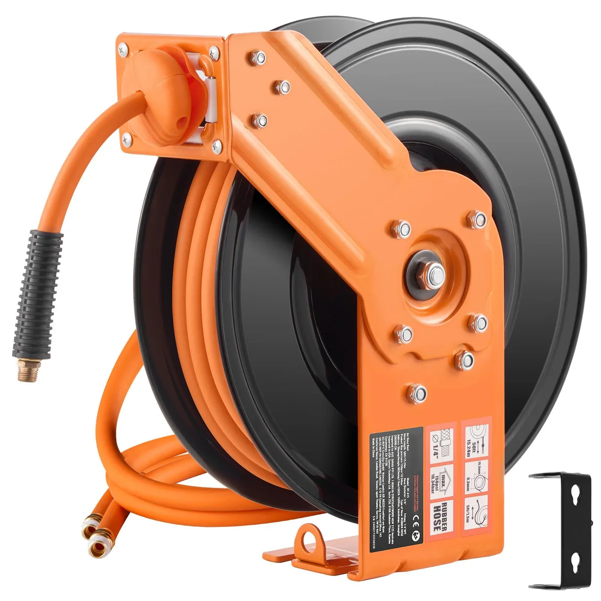 VEVOR VEVOR NT-A15 Retractable Air Hose Reel 3/8in 50ft 300PSI 180° Swivel Bracket — product photo