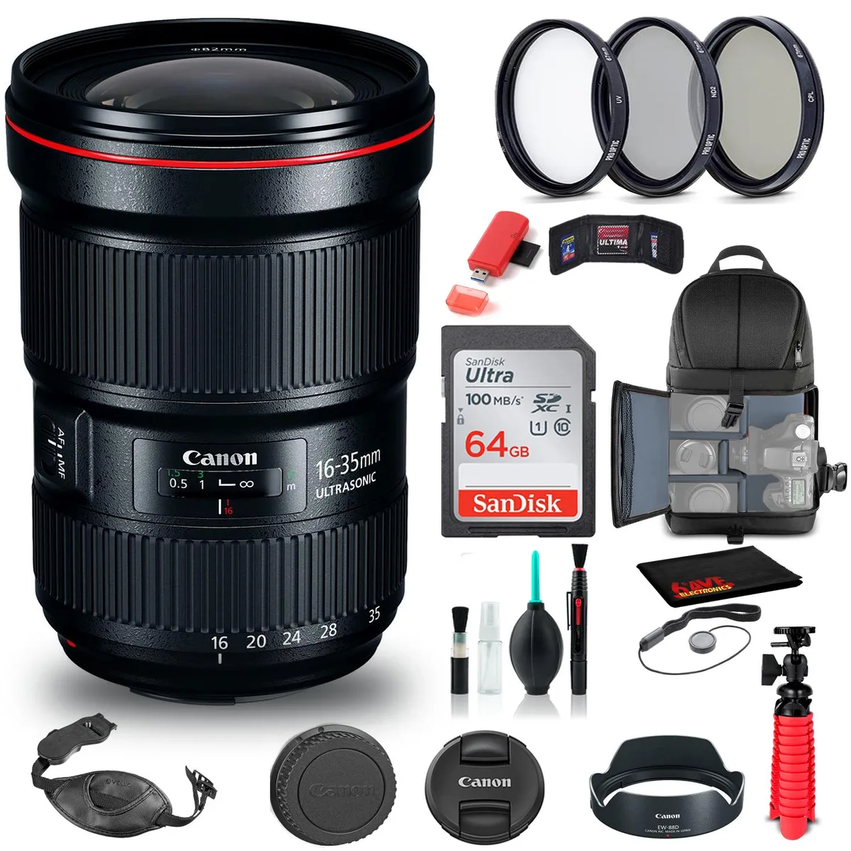 Canon Canon EF 16-35mm f/2.8L III USM Lens with Filter Kit, Backpack and Accessories — product photo