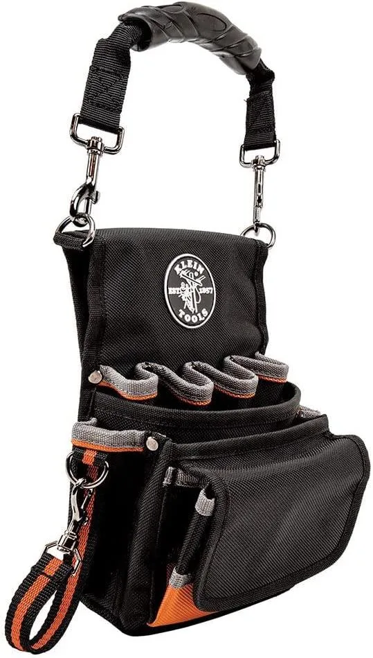 Klein Tools Tradesman Pro tool pouch, 9 pockets, reinforced bottom, 51mm belt loop, handle and shoulder strap