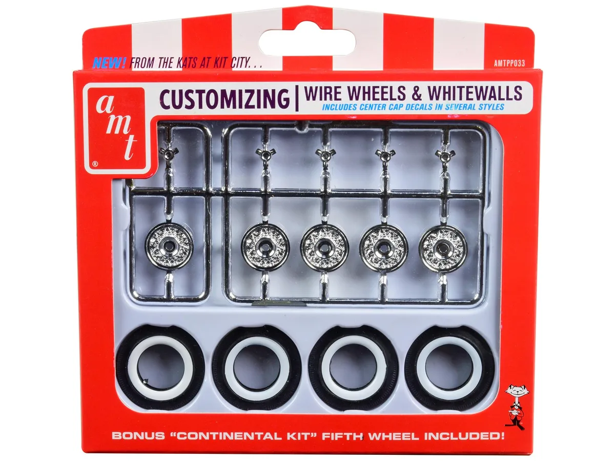 AMT AMT Skill 2 Wire Wheels Whitewall Tires 1/25 Scale Set of 5 1.125 in — product photo