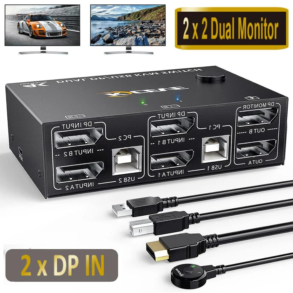AUTYUE AUTYUE Dual Monitor DisplayPort KVM Switch 8K@30Hz 4K@144Hz — product photo