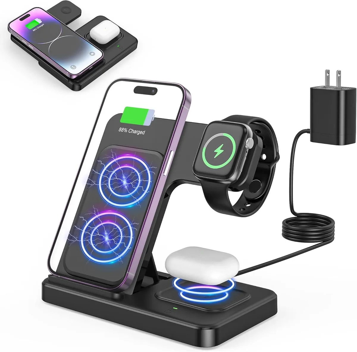 RUOCLRIS RUOCLRIS 3-in-1 Foldable Wireless Charger 180g — product photo