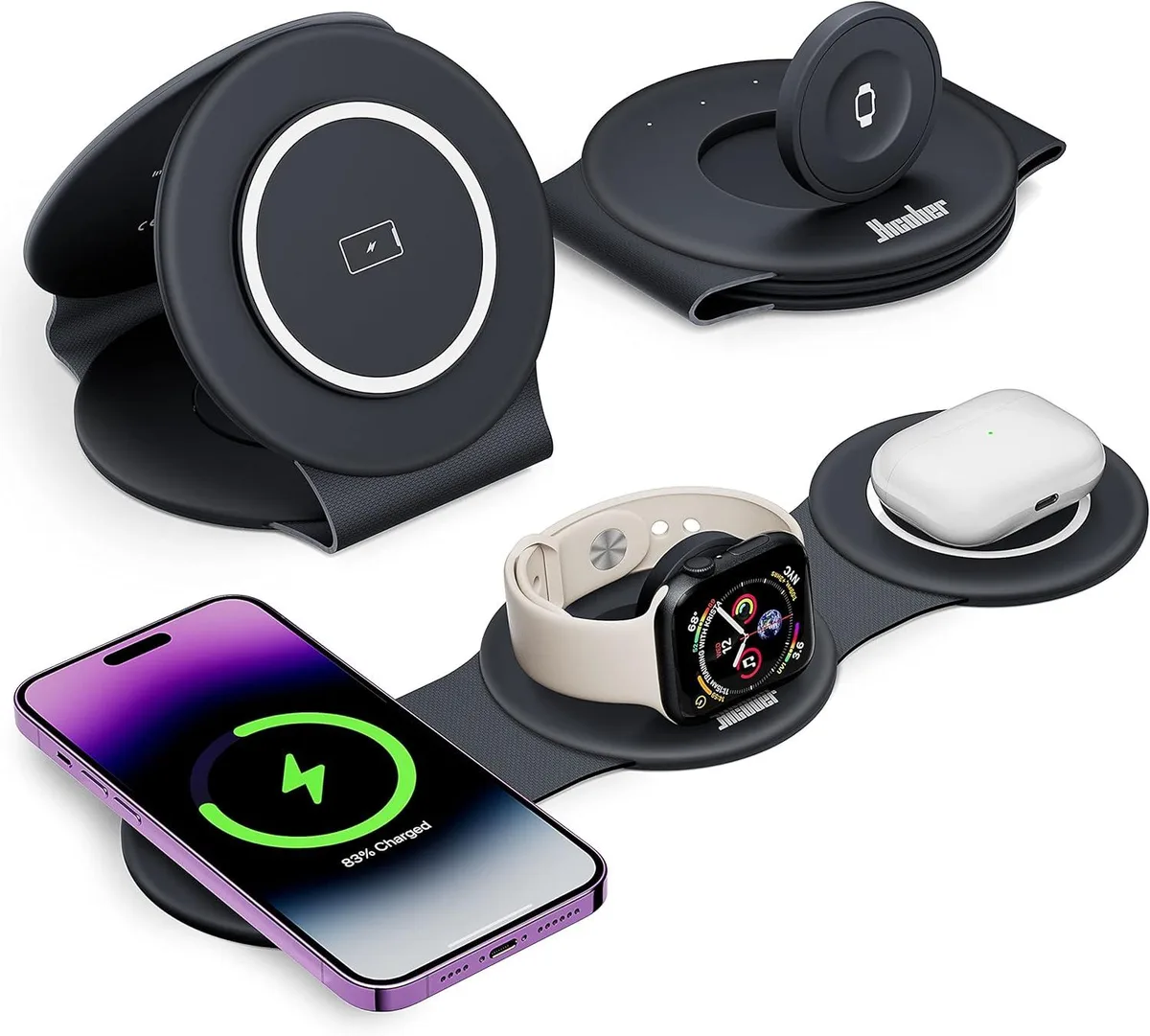 PISKEKAT PISKEKAT 3-in-1 Foldable Wireless Charger 18W for iPhone 12 13 14 15 Watch AirPods — product photo