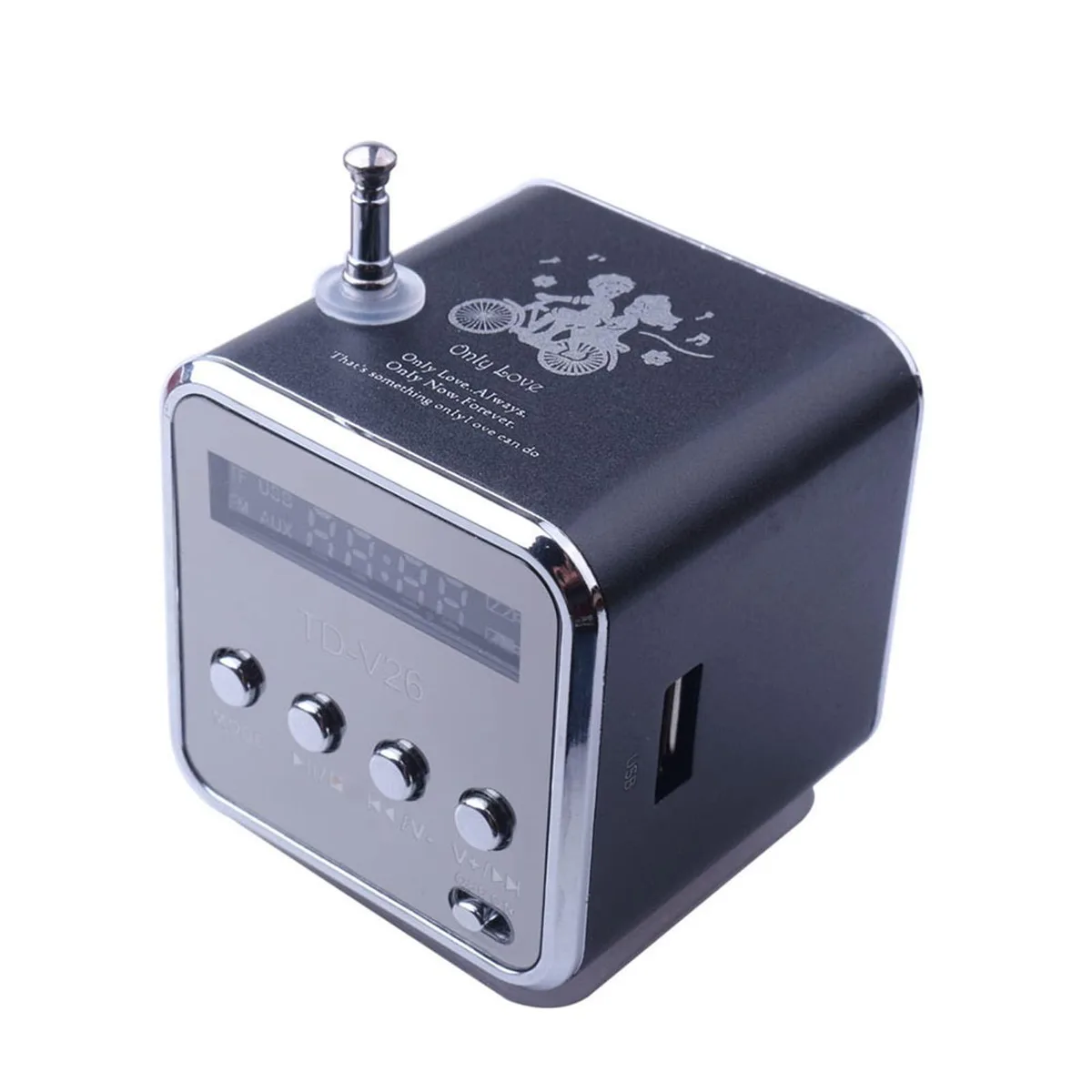 Etigood V261 Mini Bluetooth FM Radio Speaker 500mAh Black — product photo