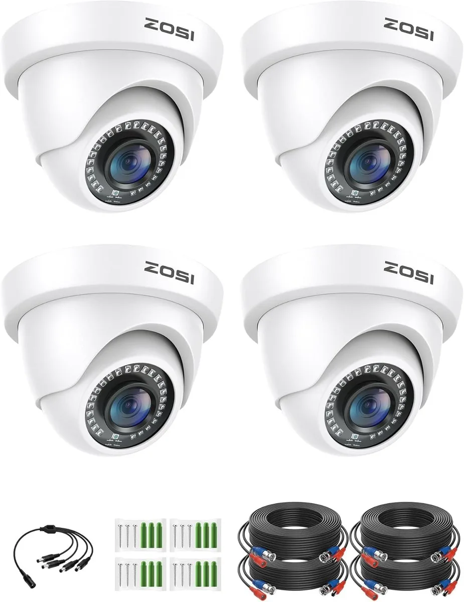 TAURKENAM TAURKENAM 2.0MP 1080P HD-TVI Dome CCTV Camera 80ft Night Vision IP66 4Pack — product photo