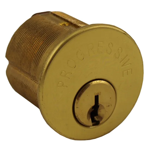 Progressive Hardware Co., Inc. Progressive Hardware Co., Inc. PMC3 1-1/8" Mortise Cylinder Lock Polished Brass Segal Keyway — product photo