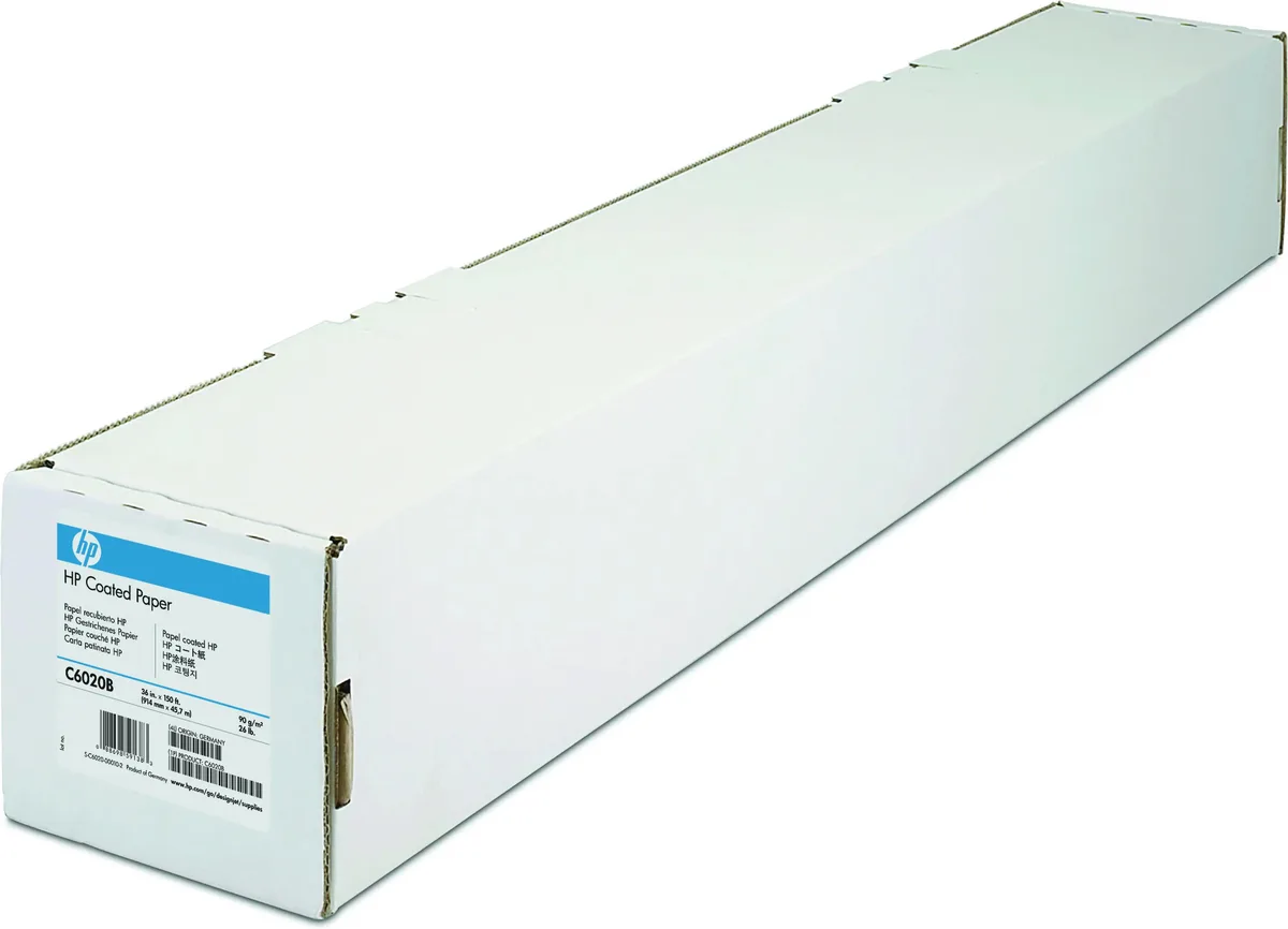 HP HP HEWC6020B Wide-Format Paper 36" x 150 ft 4.5 mil Bright White Matte 1 Roll — product photo