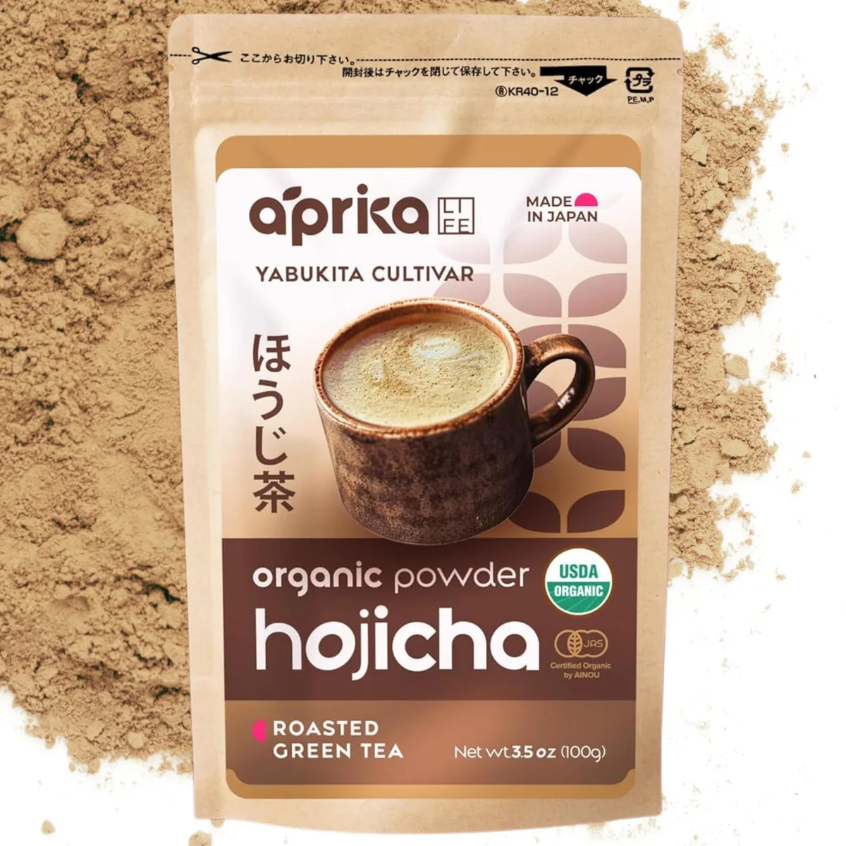 Aprika Life Aprika Life Organic Hojicha Roasted Green Tea Powder 100g 3.5oz — product photo