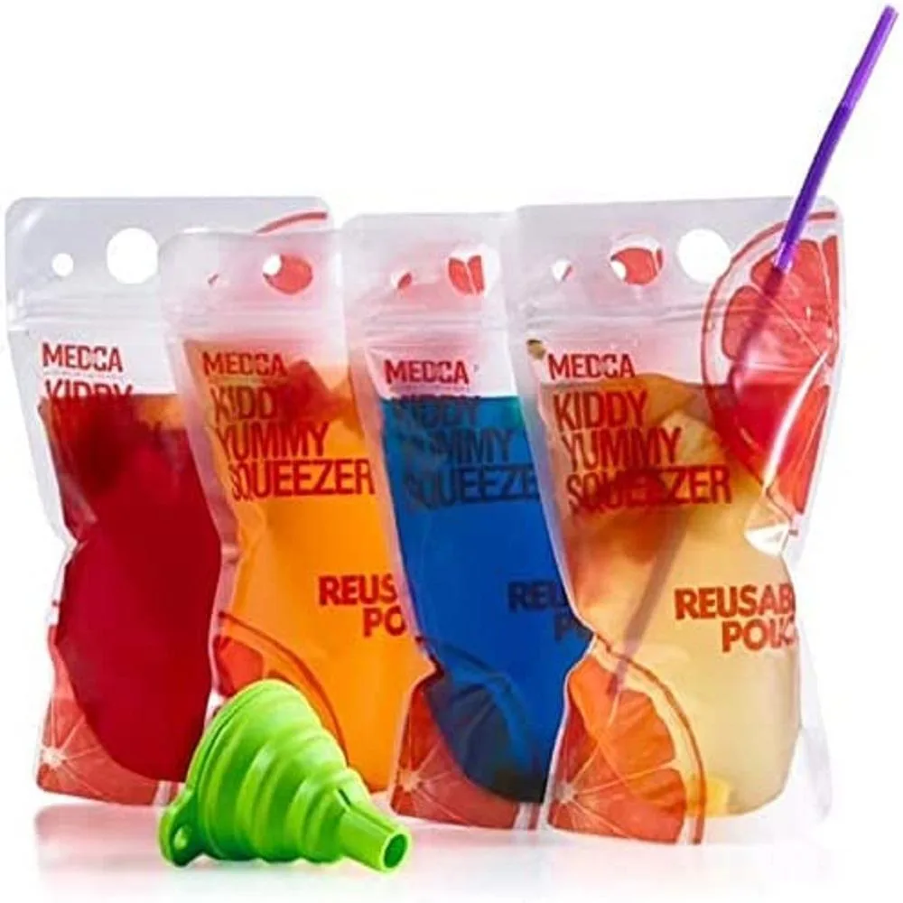 MEDca MEDca Reusable Drink Pouches with Straws 201 Piece Set 100 Bags 100 Straws — product photo