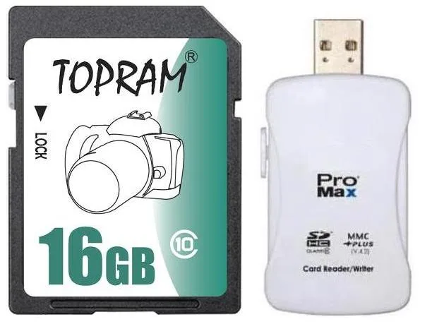 TOPRAM TOPRAM TR16GSDC10R16 16GB SDHC Class 10 with R16 Card Reader — product photo