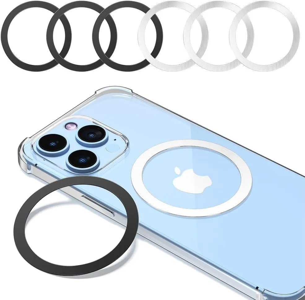 Luisport Luisport Magnetic Wireless Charging MagSafe Ring 6 PCS 0.4mm 3 Black 3 Silver — product photo
