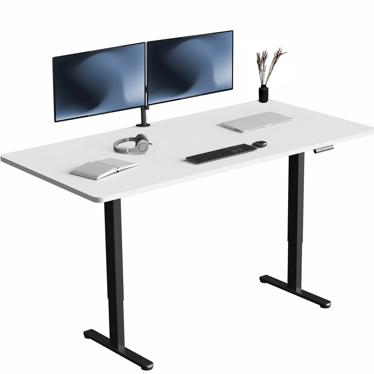 VIVO VIVO Electric Dual Motor Standing Desk 71 x 36 White Top Black Frame — product photo