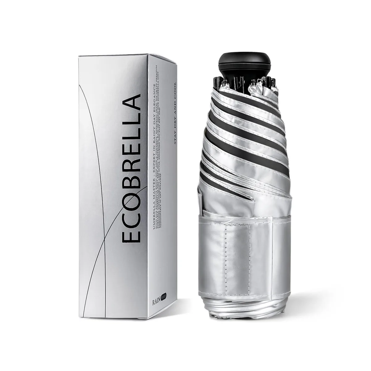 ECOBRELLA Mini Umbrella 6.7in 38in UPF 50+ — product photo