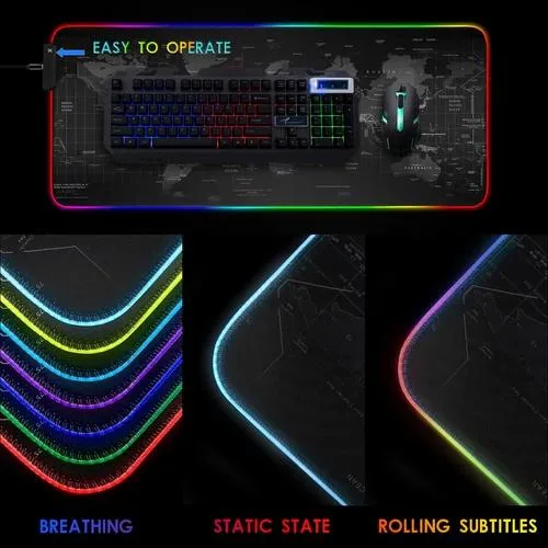 NShi NShi RGB Gaming Mouse Pad World Map 31.5X12' — product photo