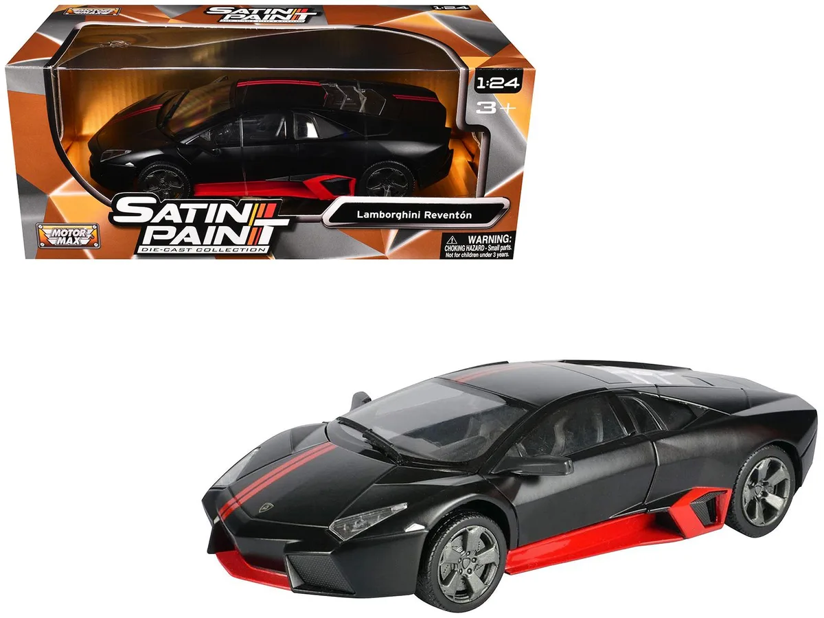 MOTORMAX MOTORMAX Lamborghini Reventon Matt Black with Red Stripes "Satin Paint" Series 1/24 Diecast Model Car — product photo