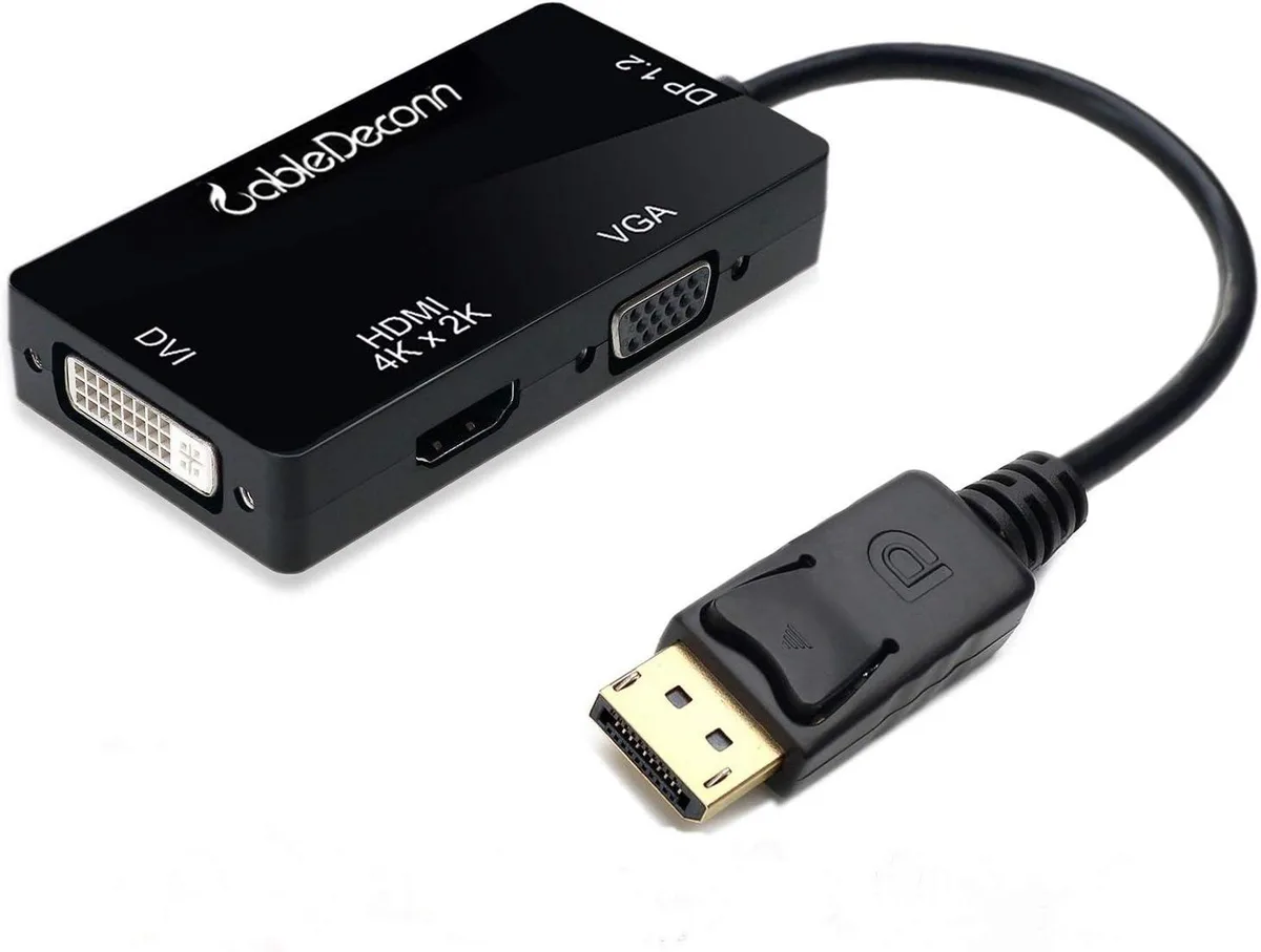 CableDeconn CableDeconn DisplayPort 1.2 to HDMI DVI VGA 3 in 1 Adapter — product photo