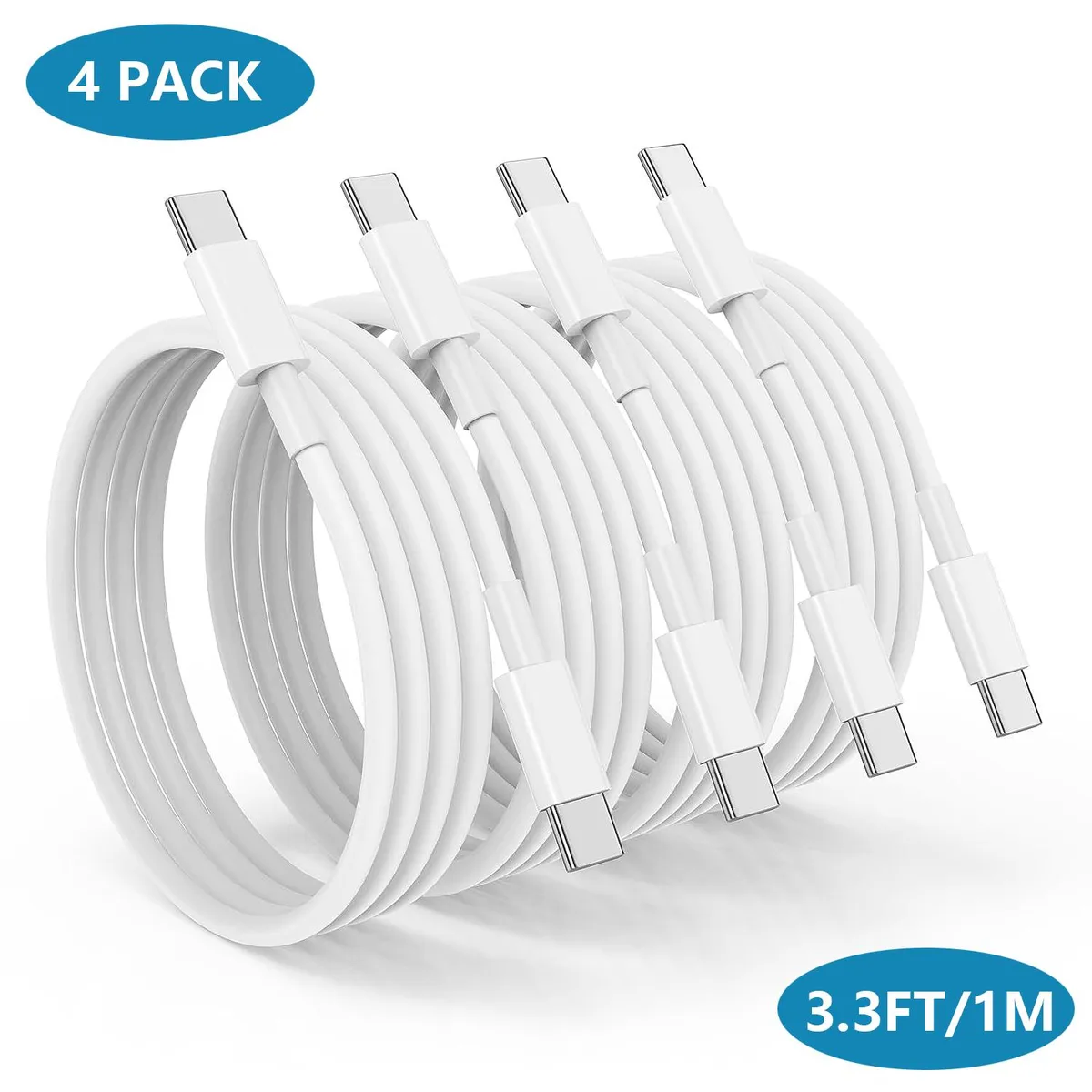 SMA SMA USB C to USB C Cable 100W 3.3FT White 4 Pack — product photo