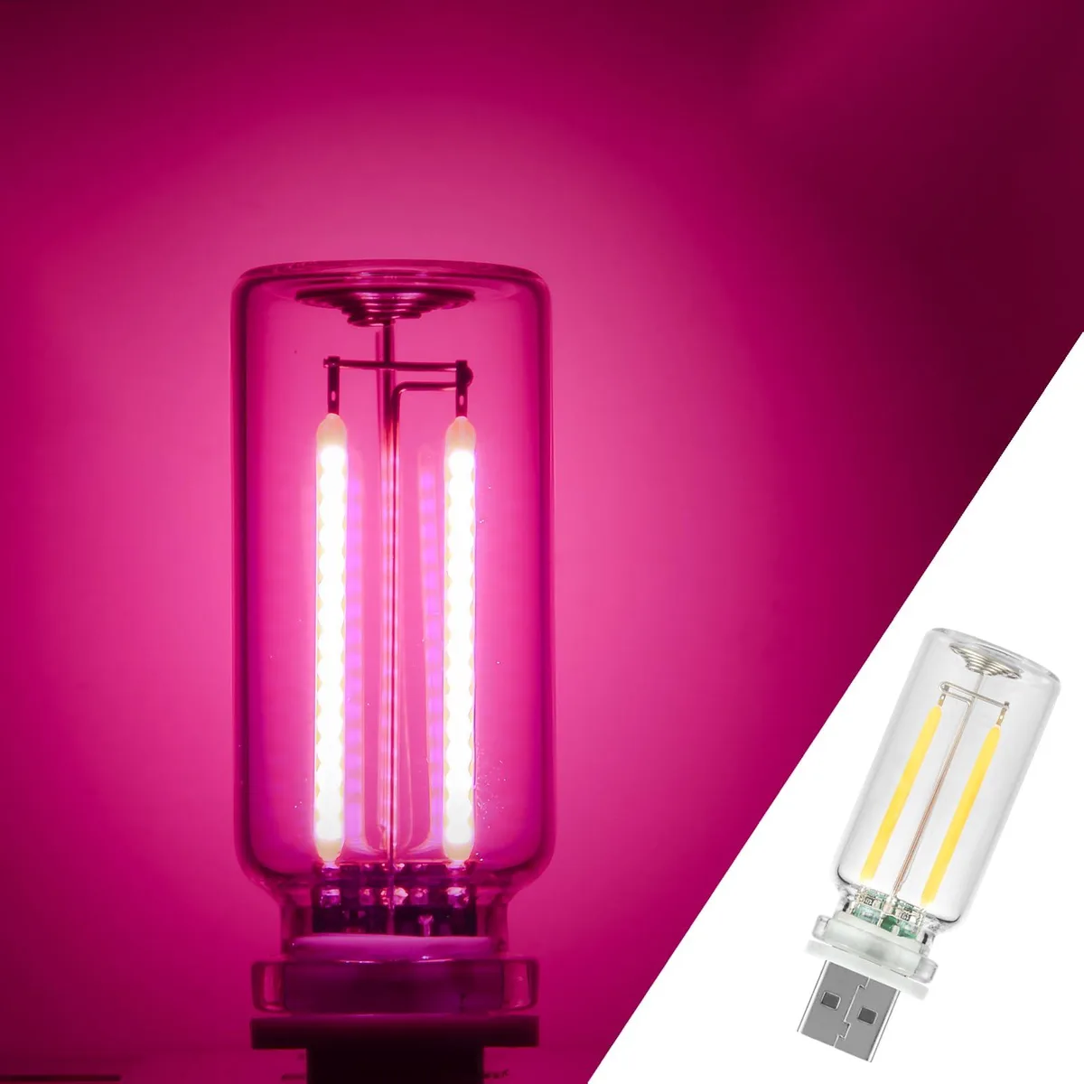  Car LED Interior Light USB Touch Dimmable Glass Bottle Pink — product photo