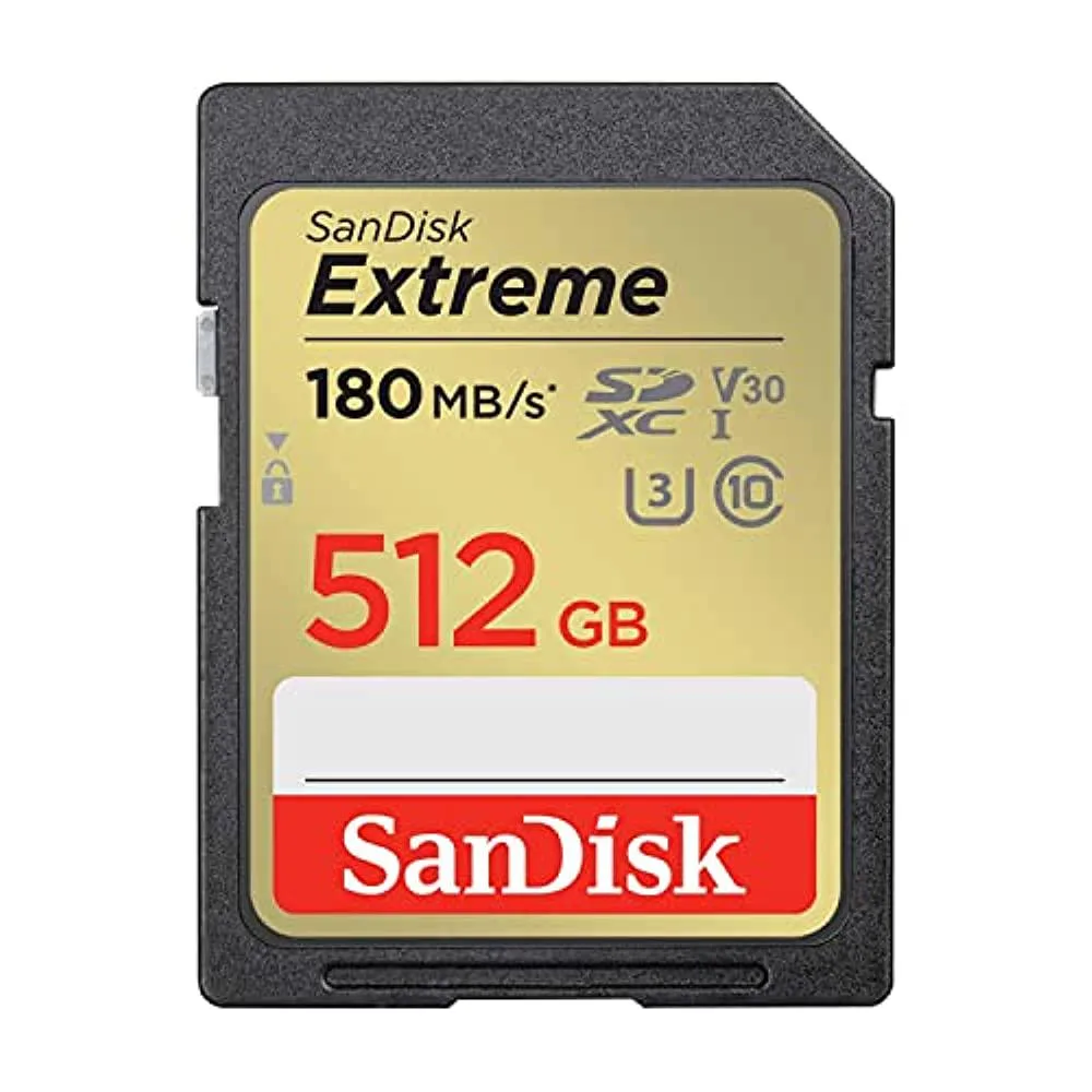 SanDisk SanDisk Extreme 512GB SDXC UHS-I U3 V30 Class 10 memory card — product photo