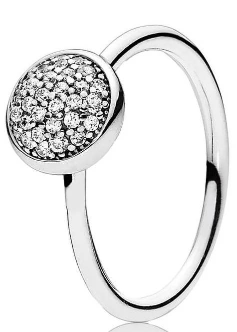 Sterling silver ring with teardrop clear cubic zirconia, size 48