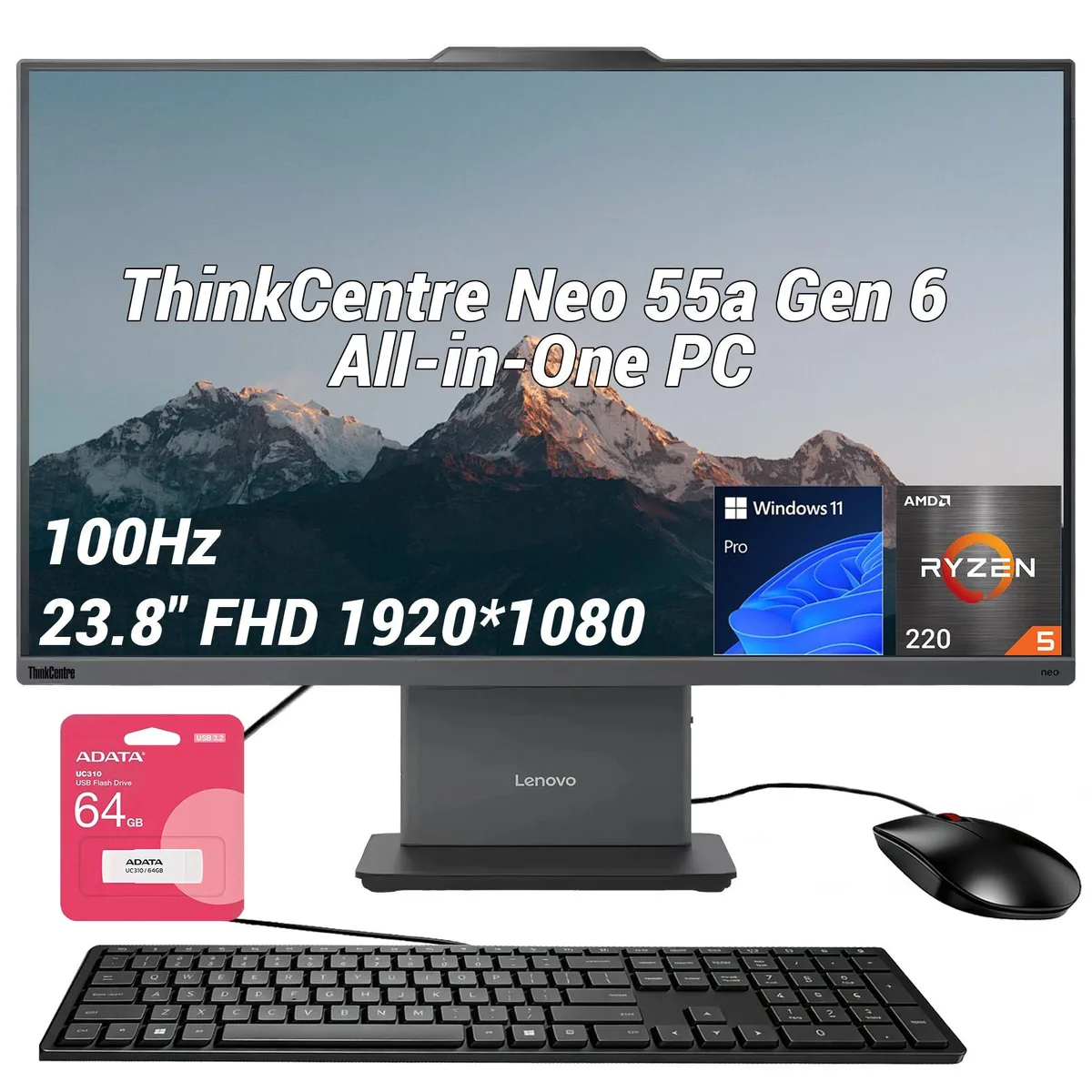 Lenovo Lenovo ThinkCentre neo 50a All-in-One 23.8" FHD 100Hz Ryzen 5 220 64GB DDR5 2TB — product photo