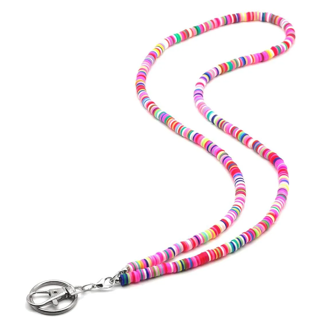 Sopopal Beadslayd LY-231 Boho Colorful Pink Polymer Clay Lanyard 31 Inch — product photo