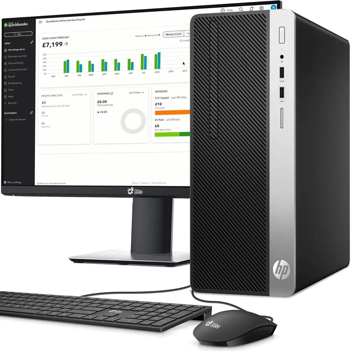 HP HP ProDesk 600 G5 Tower desktop PC Intel Core i5-9500 4.40GHz 16GB DDR4 512GB SSD 22" monitor Windows 11 Pro — product photo