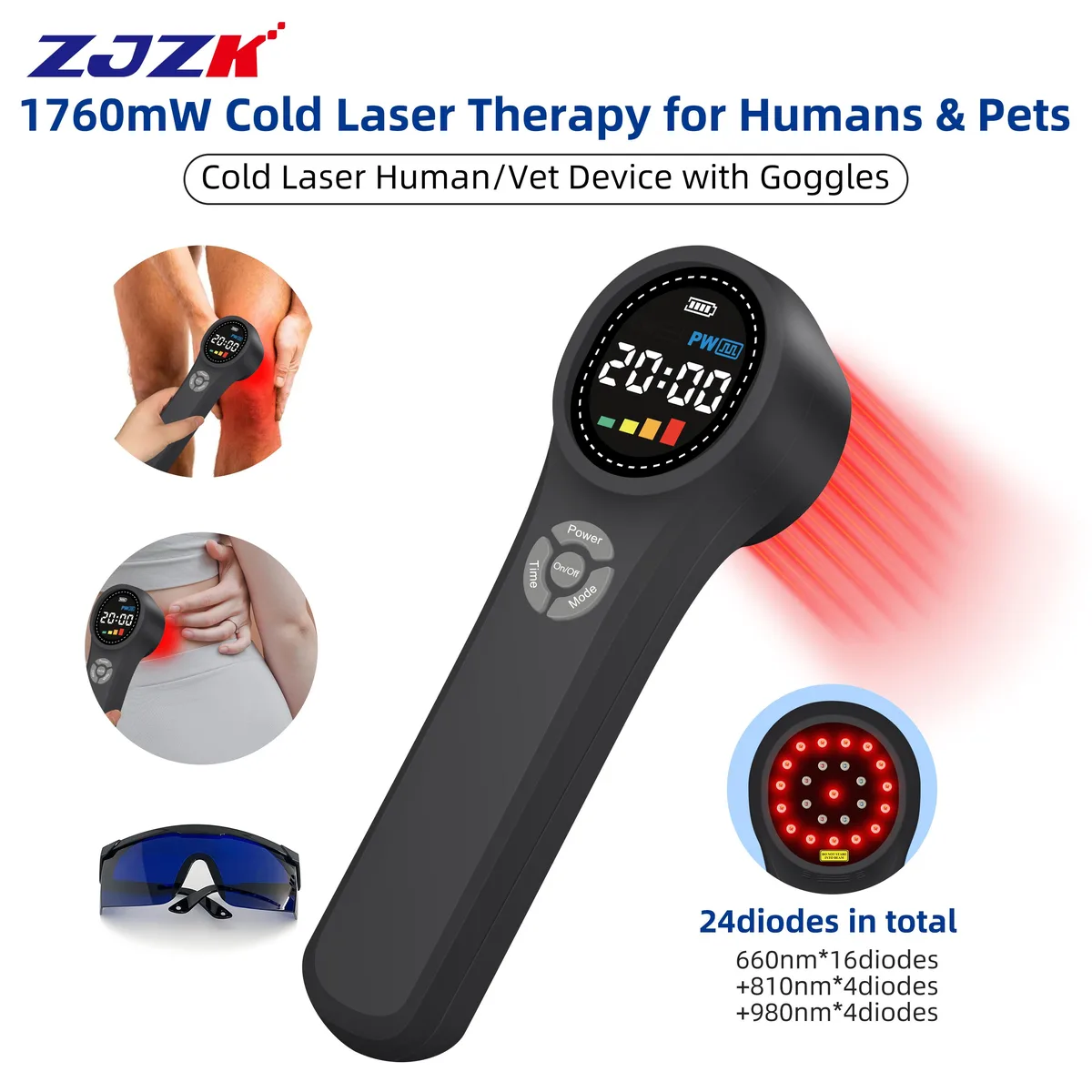 ZJZK ZJZK HHL02-724 Red Light Therapy 24 Diodes 660/810/980nm Home Health Care — product photo