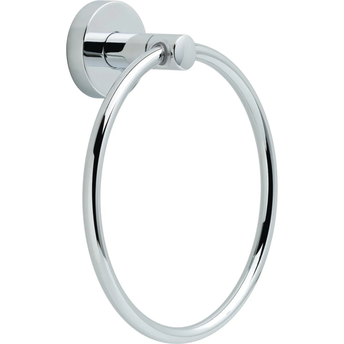 Polished chrome towel ring, circular form, wall-mount base