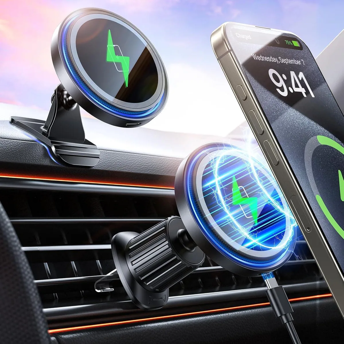 Keyence Keyence Magnetic Car Mount Charger 15W iPhone 12-17 — product photo