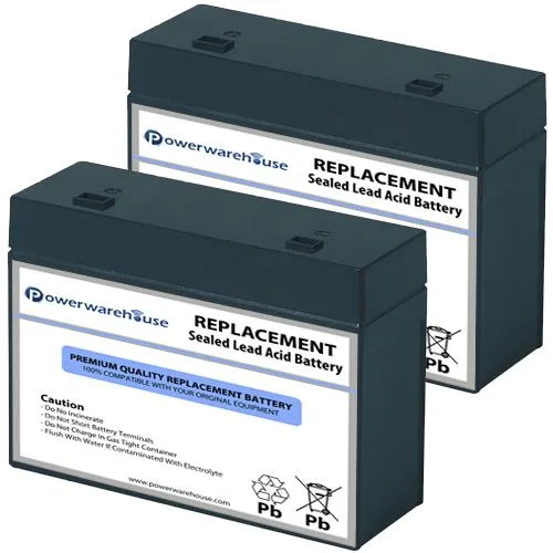 Two sealed 12 V lead-acid batteries in black cartridges, labelled cartridge 10, for APC BF350 UPS