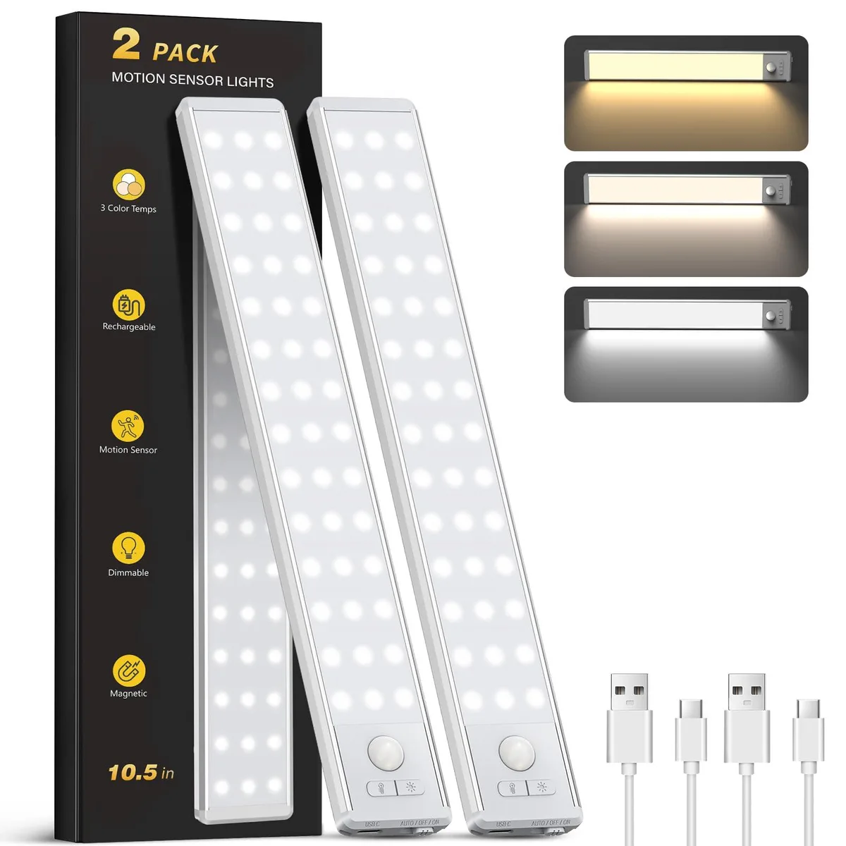 Two slim white bars 10.5 inches long with clear prismatic fronts and magnetic backs