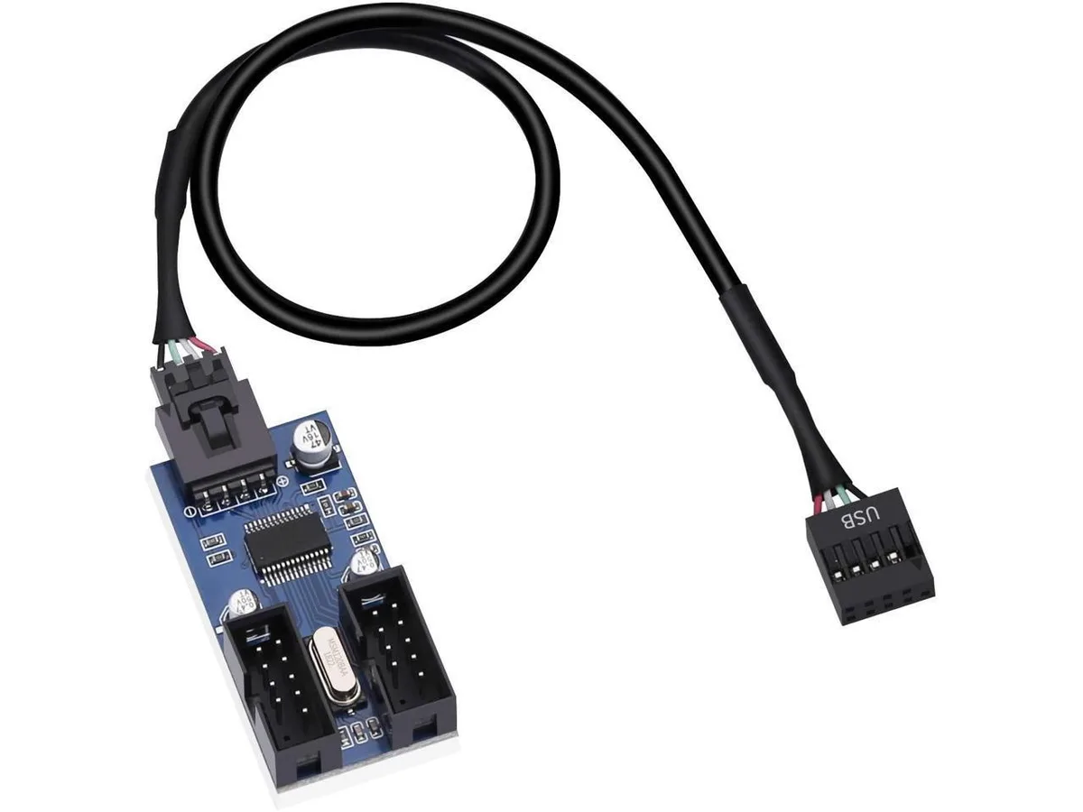 BUCIER BUCIER 9 Pin USB 2.0 Header Male to 2 Female Splitter Cable 30cm — product photo