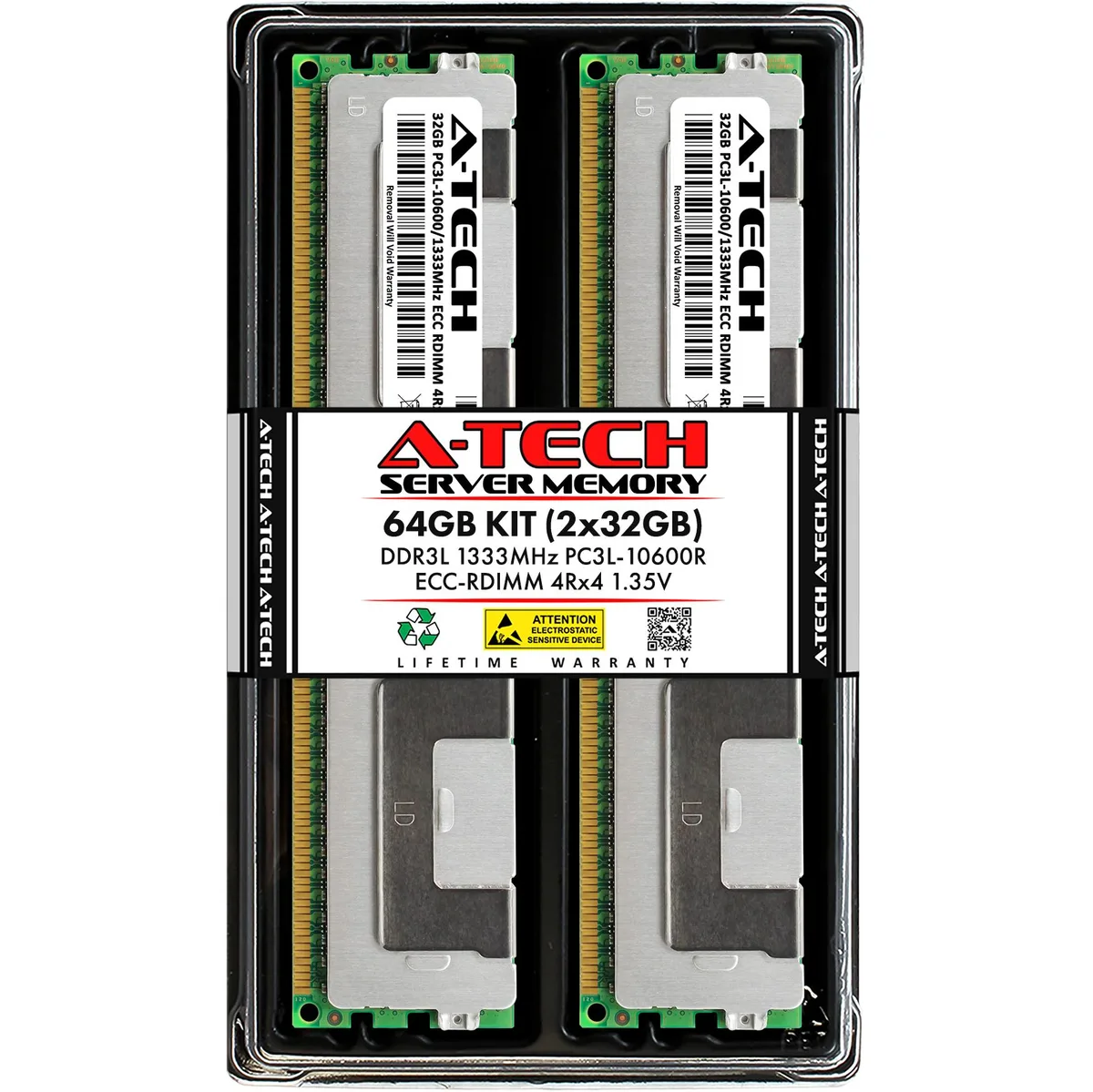 A-Tech A-Tech 64GB (2x32GB) DDR3L 1333 ECC RDIMM 4Rx4 1.35V 240-Pin Server RAM — product photo